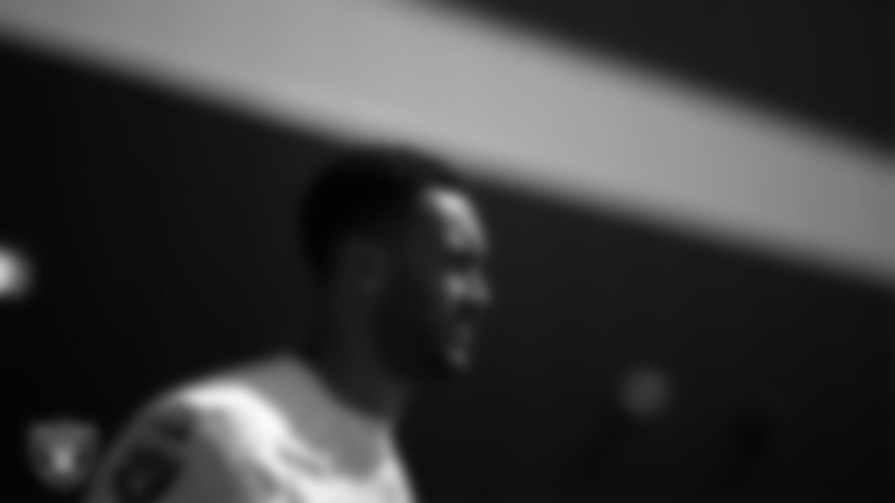 Las Vegas Raiders tight end Qadir Ismail (84) at a workout during phase two of the offseason program at Intermountain Health Performance Center.