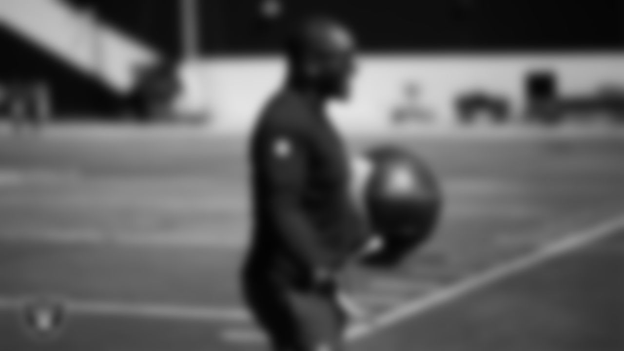 Las Vegas Raiders running backs coach Deland McCullough at a workout during phase two of the offseason program at Intermountain Health Performance Center.