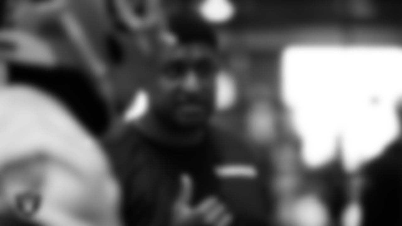 Las Vegas Raiders offensive quality control coach Kyle Fuller at an Organized Team Activity (OTA) at Intermountain Health Performance Center.