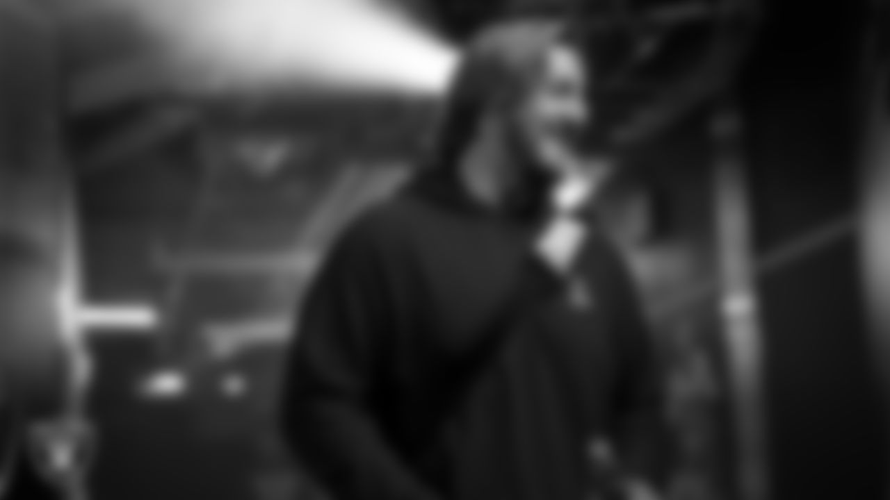 Las Vegas Raiders guard Alex Cappa (65) arrives to the regular season home game against the Dallas Cowboys at Allegiant Stadium.