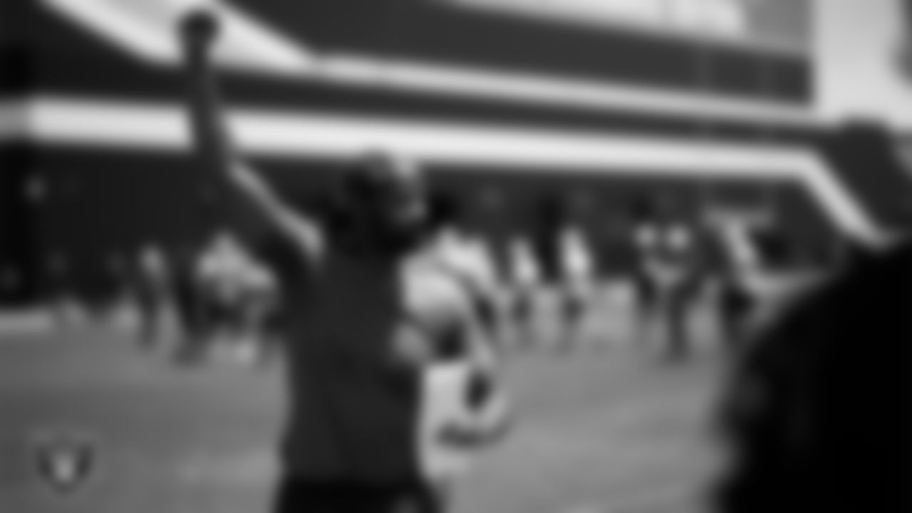 Las Vegas Raiders defensive quality control coach Beyah Rasool at an Organized Team Activity (OTA) at Intermountain Health Performance Center.