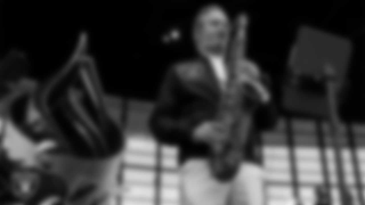 The Raiders House Band performs before the preseason home game against the San Francisco 49ers at Allegiant Stadium.