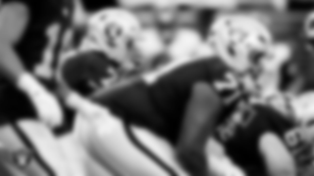 Las Vegas Raiders quarterback Geno Smith (7) lines up before the snap during the regular season home game against the Jacksonville Jaguars at Allegiant Stadium.