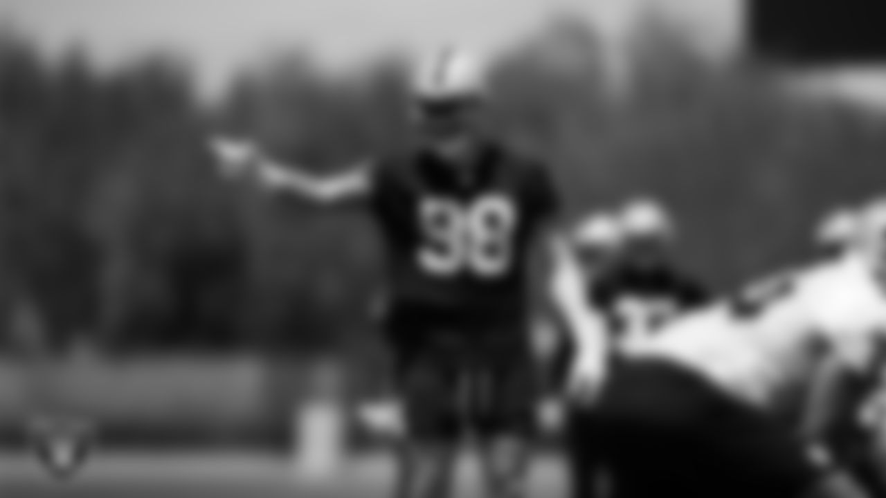 Las Vegas Raiders defensive end Maxx Crosby (98) at an Organized Team Activity (OTA) at Intermountain Health Performance Center.