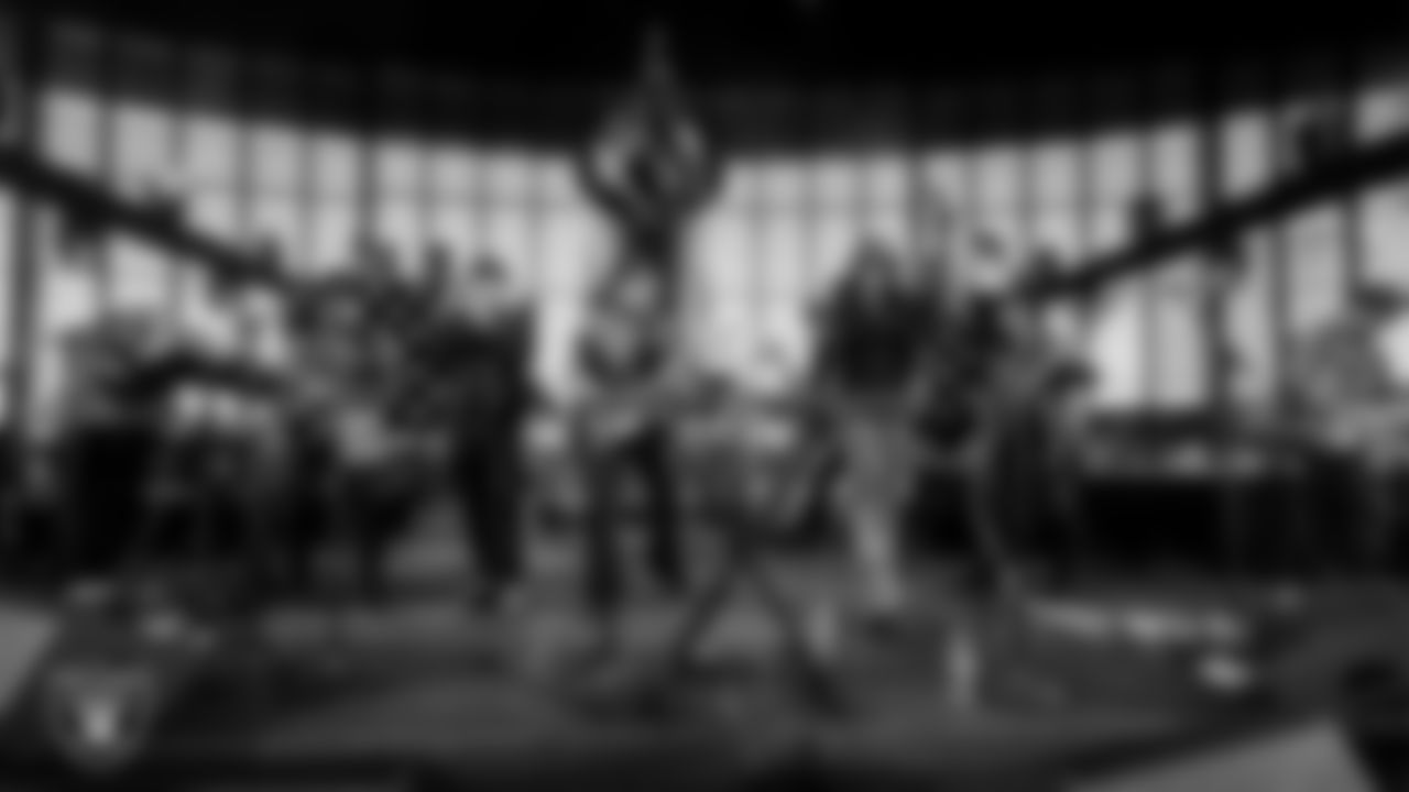 The Family Stone Band performs during halftime at the Las Vegas Raiders' regular season home game against the New York Giants at Allegiant Stadium.