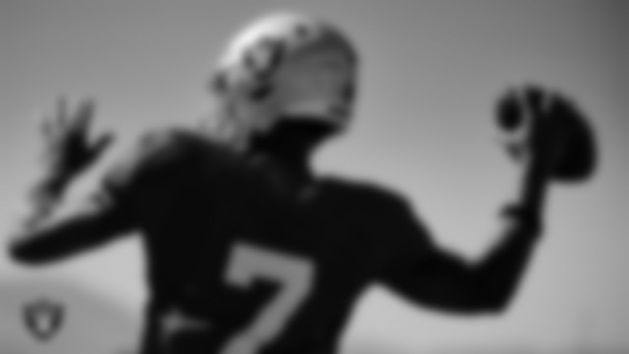 Las Vegas Raiders quarterback Geno Smith (7) during practice at Intermountain Health Performance Center.