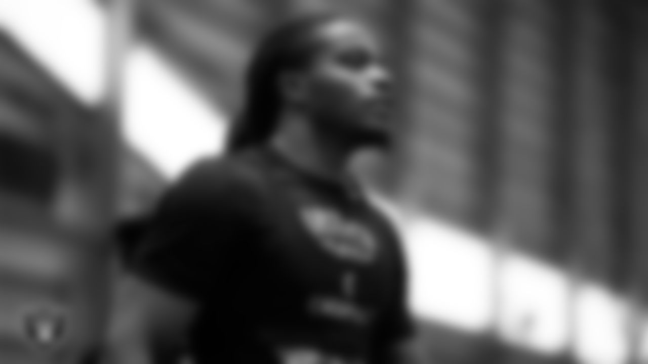 Las Vegas Raiders running back Tyreik McAllister (32) at a workout during phase one of the offseason program at Intermountain Health Performance Center.