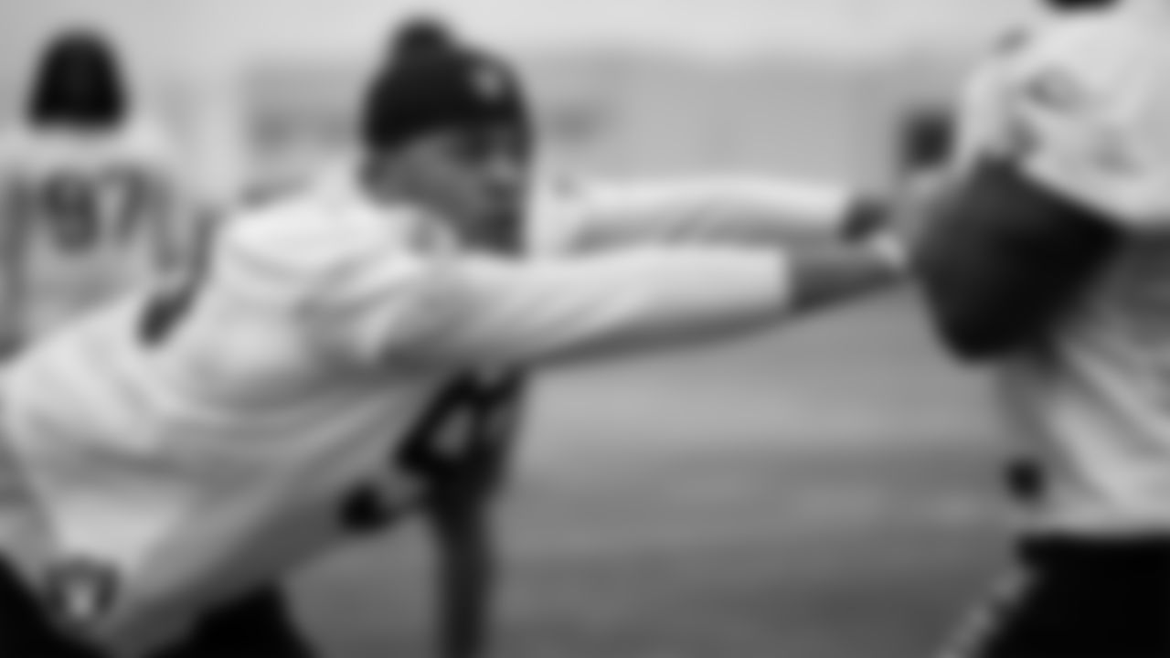 Las Vegas Raiders defensive tackle Jonah Laulu (96) during practice at Intermountain Health Performance Center.