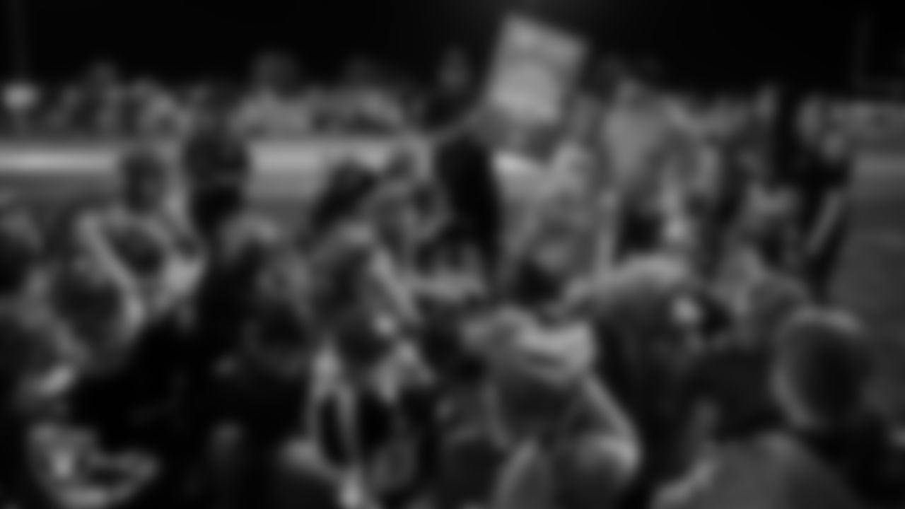 The Charles Arthur Hughes Middle School girls flag football team celebrates after winning a 2025 Middle School Flag Football Championship game at All American Park.