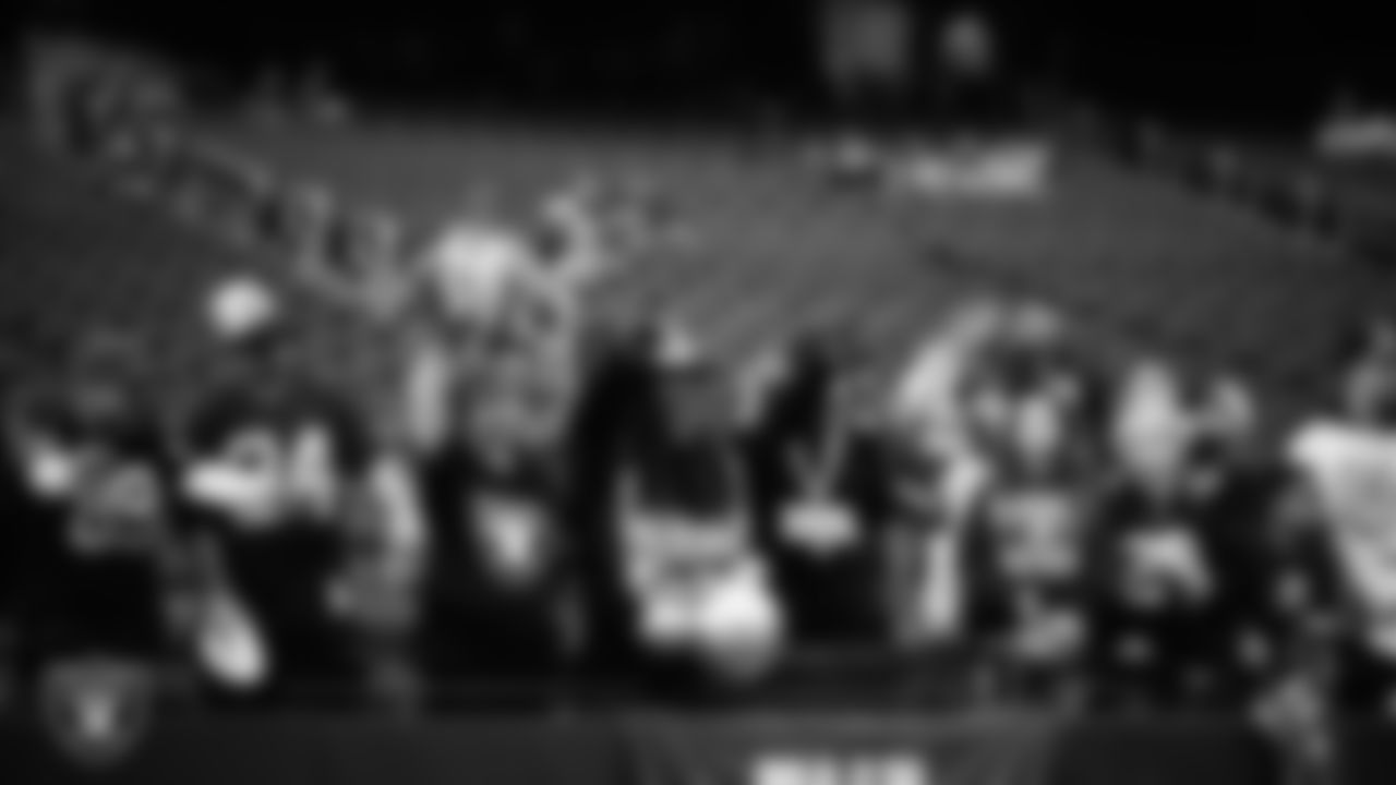 Fans before the Las Vegas Raiders' regular season home game against the Denver Broncos at Allegiant Stadium.