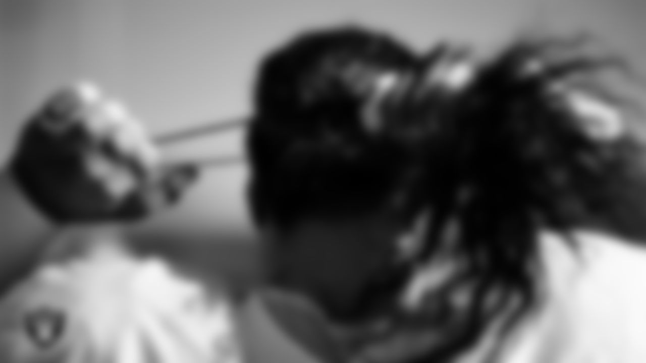 Las Vegas Raiders defensive tackle Leki Fotu (95) during practice at Intermountain Health Performance Center.