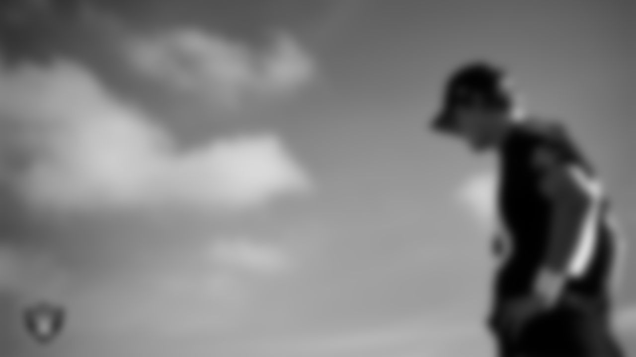 Las Vegas Raiders kicker Daniel Carlson (8) during practice at Intermountain Health Performance Center.