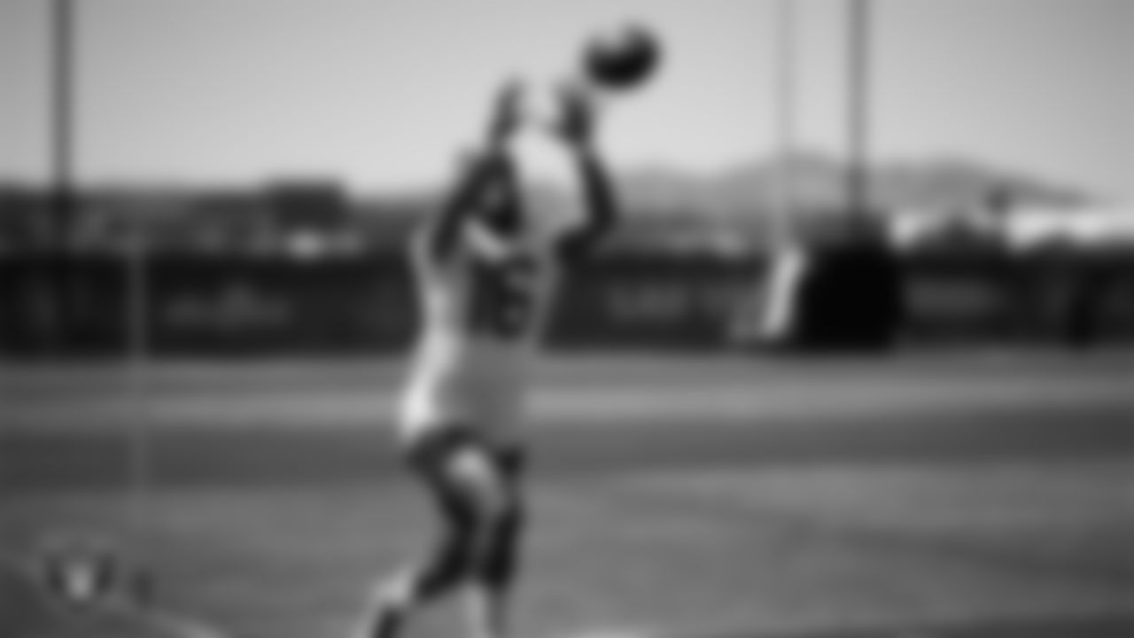 Las Vegas Raiders wide receiver Jakobi Meyers (16) at a workout during phase two of the offseason program at Intermountain Health Performance Center.