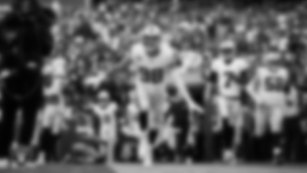 Las Vegas Raiders defensive end Maxx Crosby (98) as the team is introduced onto the field before the regular season away game against the Washington Commanders at Northwest Stadium.