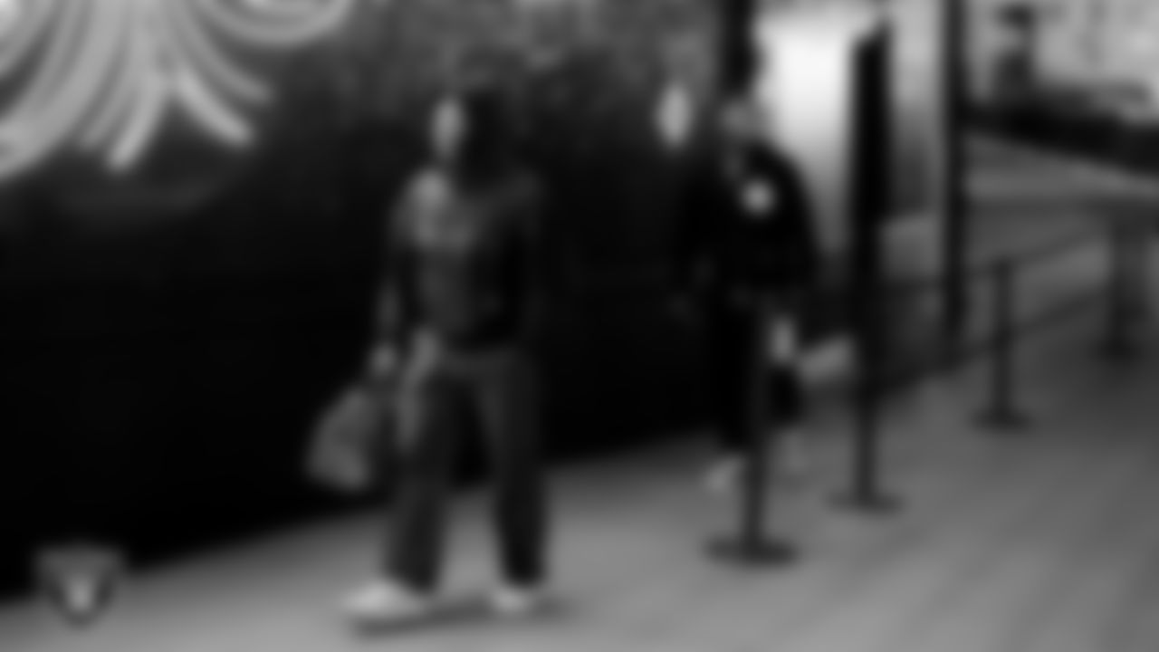 Las Vegas Raiders wide receiver Tre Tucker (1) arrives to the regular season home game against the Denver Broncos at Allegiant Stadium.