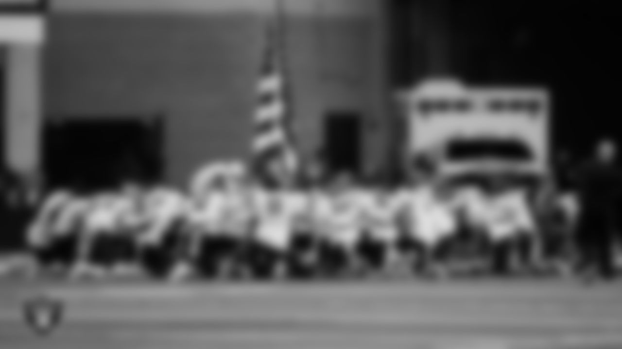 The Spanish Springs High School football team huddles before the NIAA 5A Division State Championship game against Faith Lutheran High School at Allegiant Stadium.