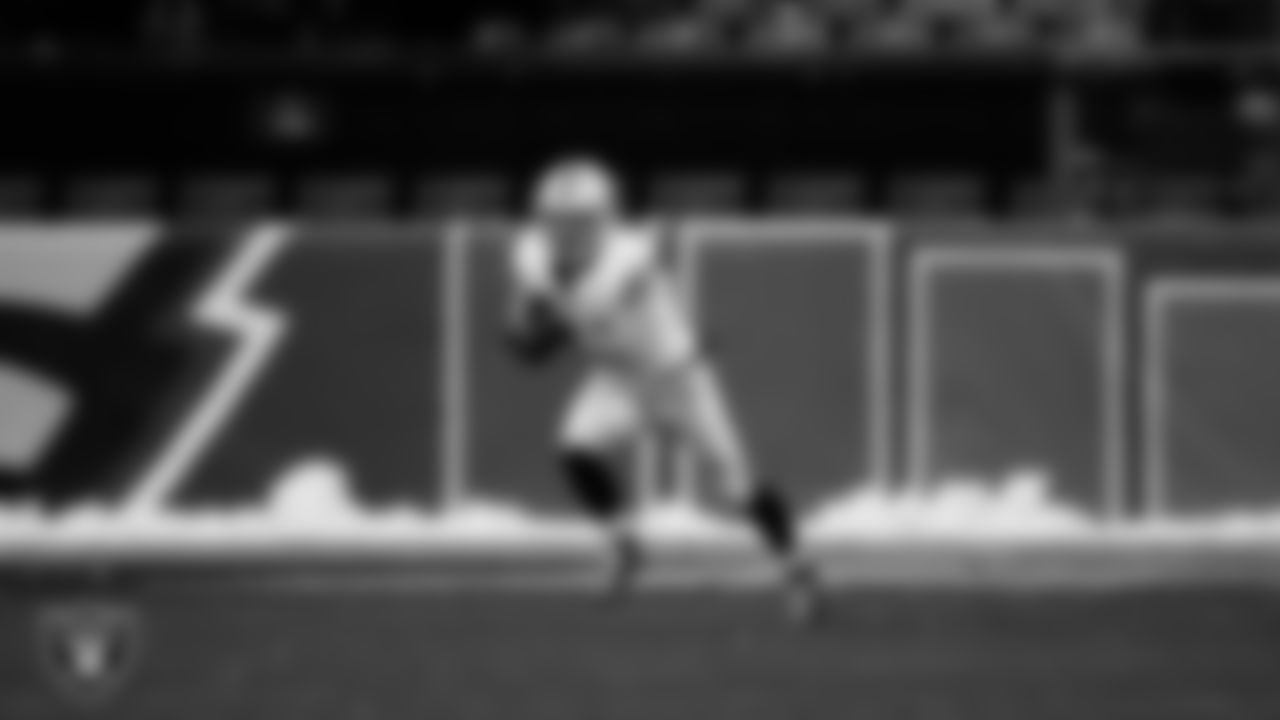 Las Vegas Raiders running back Dylan Laube (23) returns a kickoff during the regular season away game against the Philadelphia Eagles at Lincoln Financial Field.