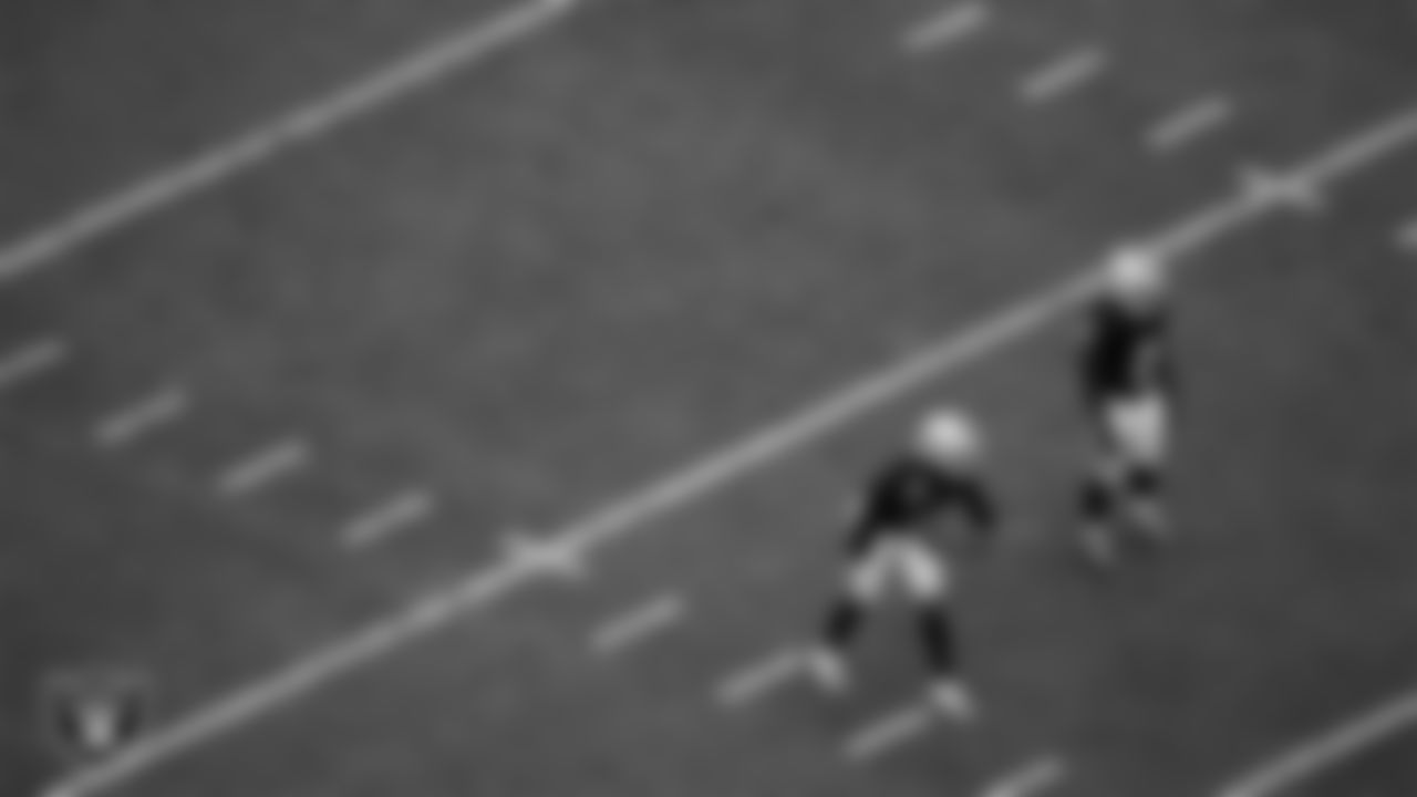 Las Vegas Raiders quarterback Geno Smith (7) and running back Ashton Jeanty (2) line up before the snap during the regular season home game against the Tennessee Titans at Allegiant Stadium.