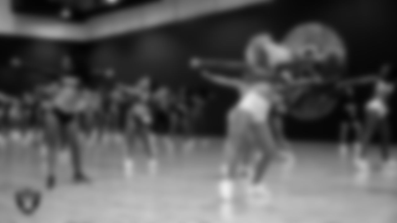 Raiderette Cierra and dancers during a recruitment prep-clinic at The Studio.
