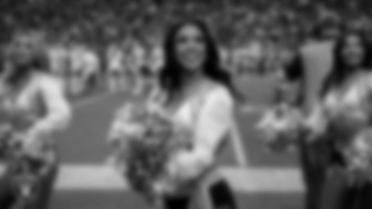 Raiderette Cierra performs on the sidelines during the regular season home game against the Kansas City Chiefs at Allegiant Stadium.