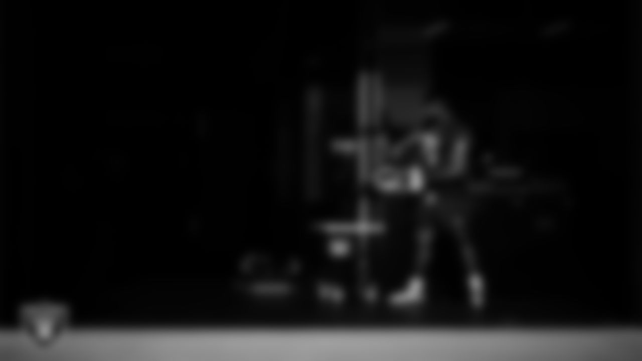 Las Vegas Raiders tackle DJ Glaze (71) walks out to the field for practice at Intermountain Health Performance Center.