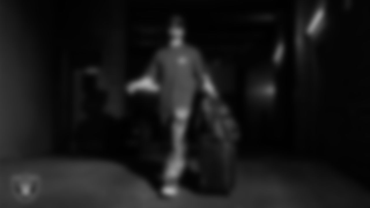 Las Vegas Raiders wide receiver Alex Bachman (81) arrives to the regular season away game against the Houston Texans at NRG Stadium.