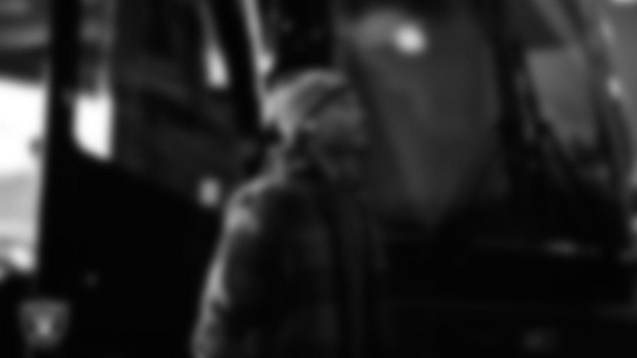 Las Vegas Raiders wide receiver Phillip Dorsett II (13) arrives to the regular season home game against the Cleveland Browns at Allegiant Stadium.