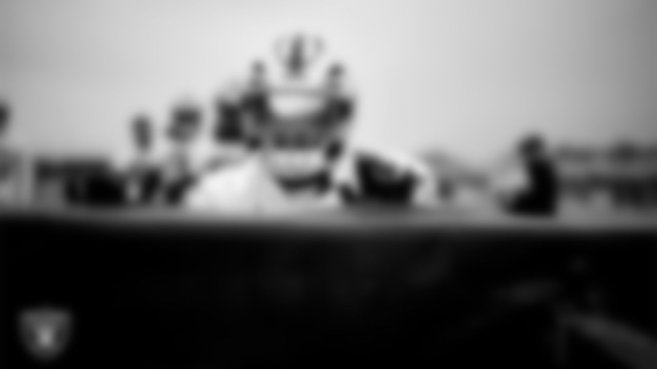 Las Vegas Raiders linebacker Devin White (45) during practice at Intermountain Health Performance Center.