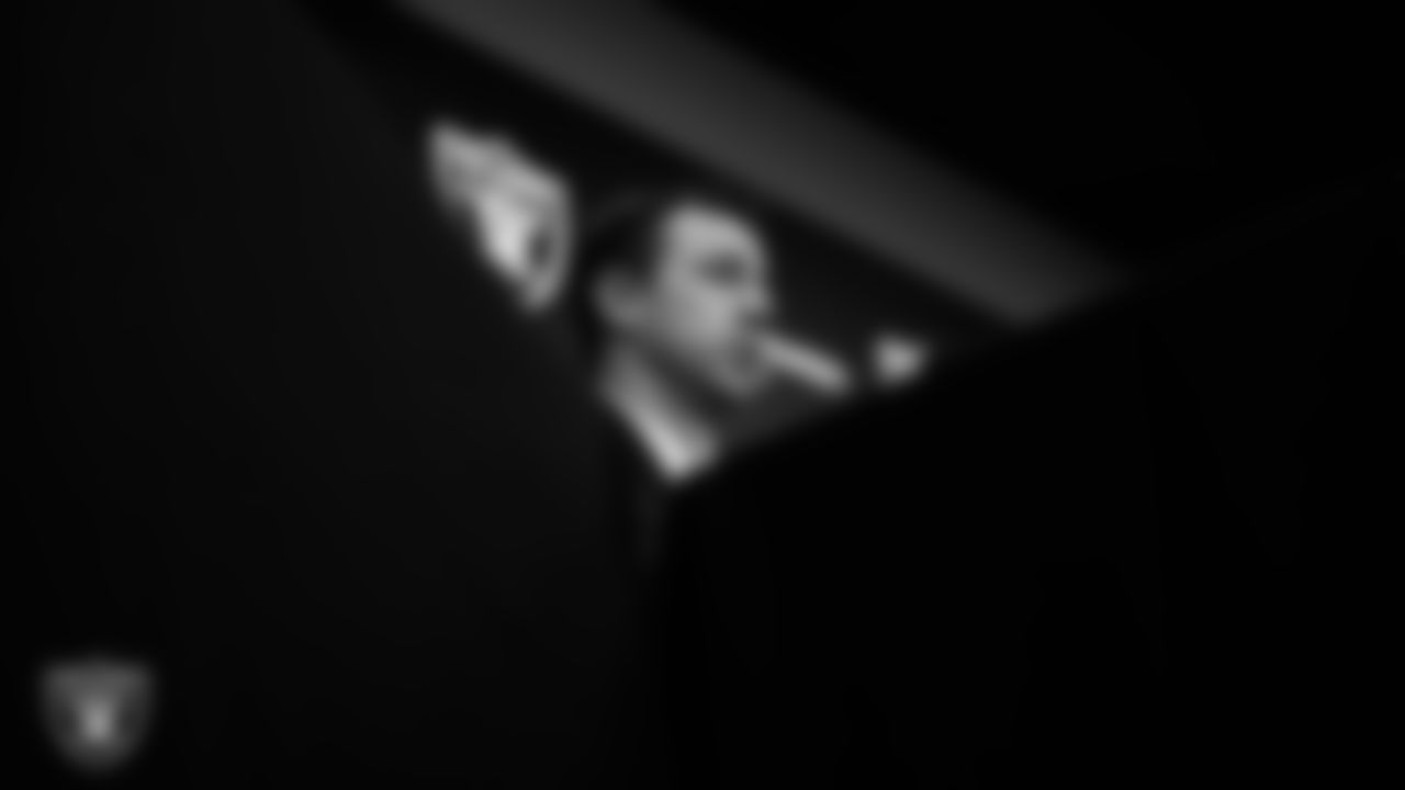 Las Vegas Raiders Head Coach Klint Kubiak during an introductory press conference at Intermountain Health Performance Center.