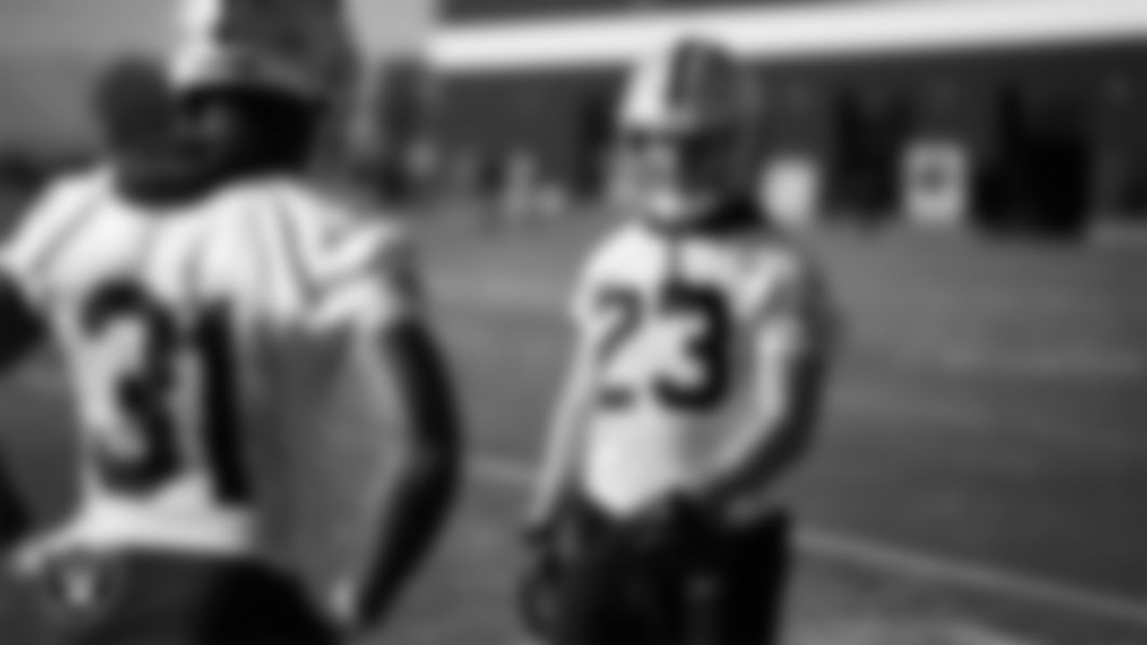 Las Vegas Raiders running back Dylan Laube (23) during practice at Intermountain Health Performance Center.