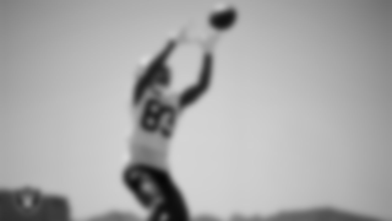Las Vegas Raiders wide receiver Key'Shawn Smith (83) at an Organized Team Activity (OTA) at Intermountain Health Performance Center.