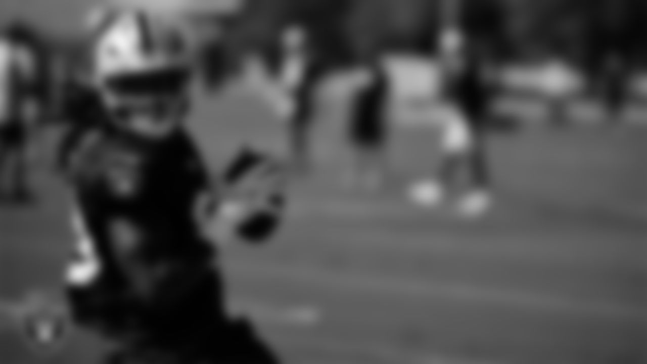 Las Vegas Raiders tight end Ian Thomas (80) during practice at Intermountain Health Performance Center.