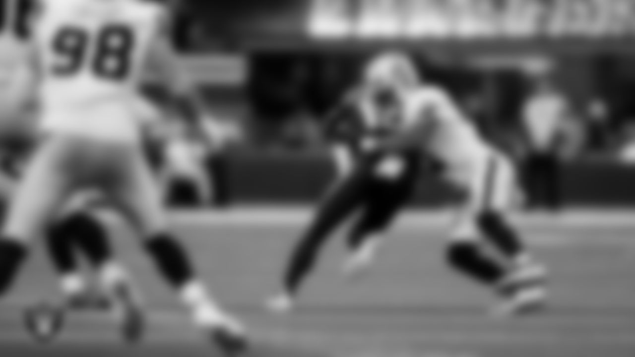 Las Vegas Raiders safety Jeremy Chinn (11) during the regular season away game against the Los Angeles Chargers at SoFi Stadium.