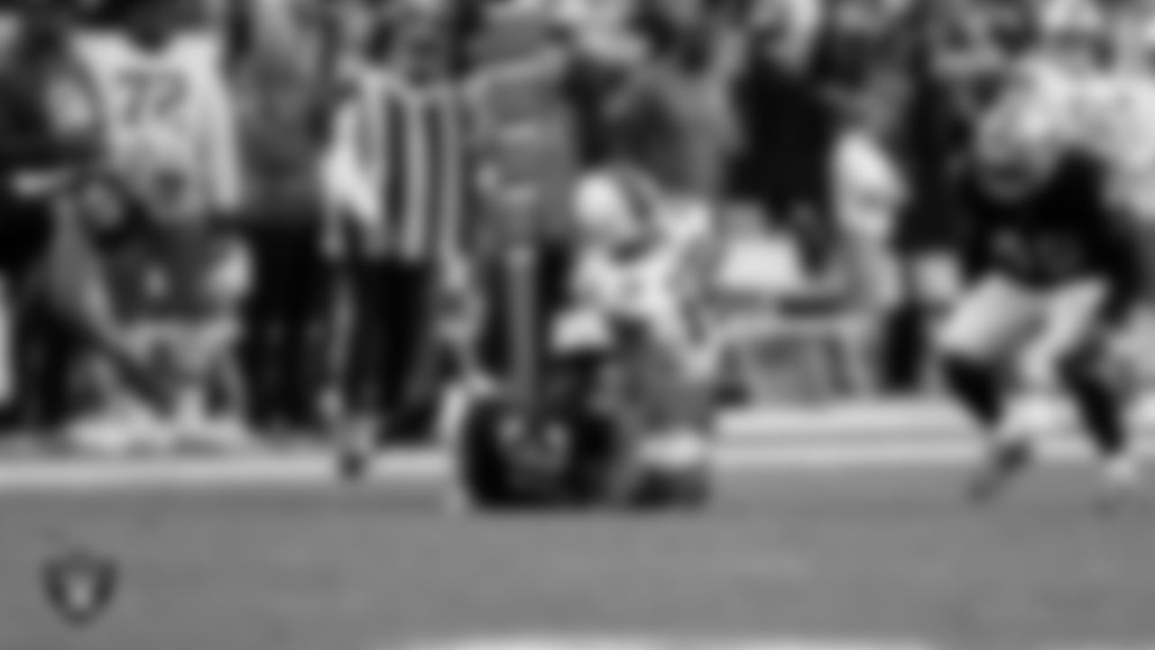 Las Vegas Raiders cornerback Kyu Blu Kelly (36) during the regular season home game against the Cleveland Browns at Allegiant Stadium.