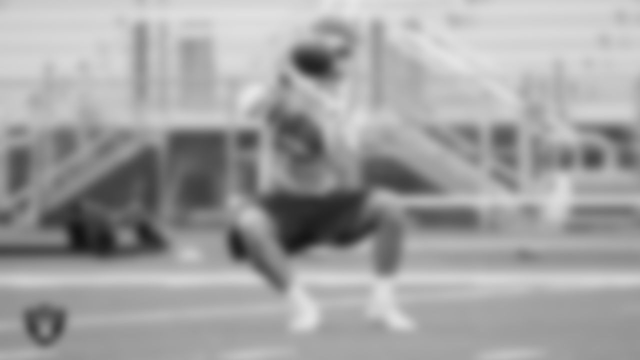 A member of the Arbor View High School football team during practice at Arbor View High School.