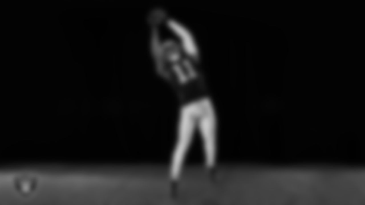 Las Vegas Raiders safety Jeremy Chinn (11) poses for a photo at the 2025 Raiders Media Day.