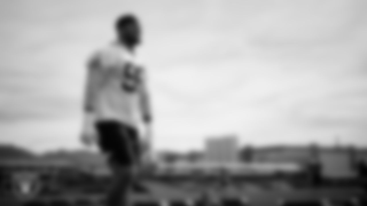 Las Vegas Raiders defensive tackle Jonah Laulu (96) during practice at Intermountain Health Performance Center.