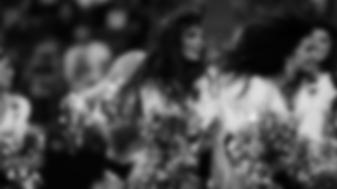 Raiderette Annalise performs on the field during the regular season home game against the Jacksonville Jaguars at Allegiant Stadium.