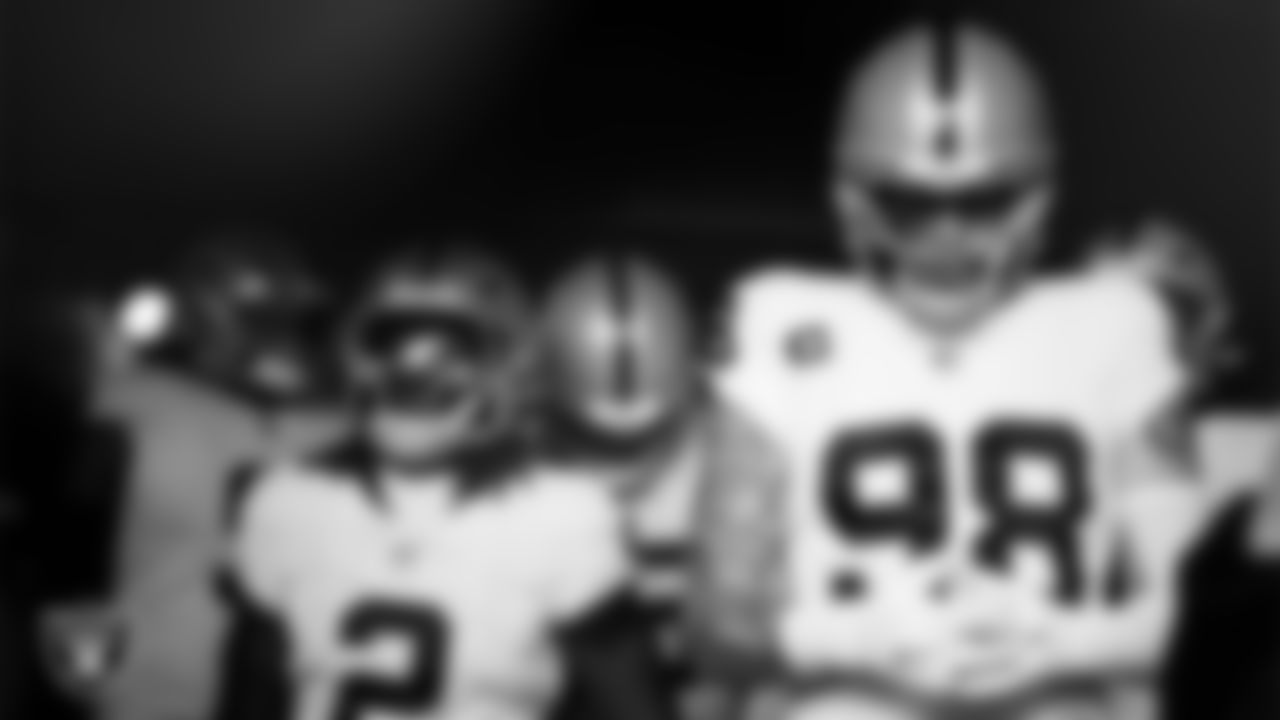 Las Vegas Raiders defensive end Maxx Crosby (98) waits for the team to be introduced onto the field before their regular season away game against the Philadelphia Eagles at Lincoln Financial Field.