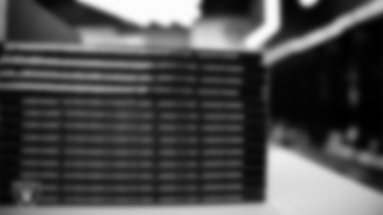 The locker room prior to the Las Vegas Raiders' arrival for their regular season home game against the Kansas City Chiefs at Allegiant Stadium.