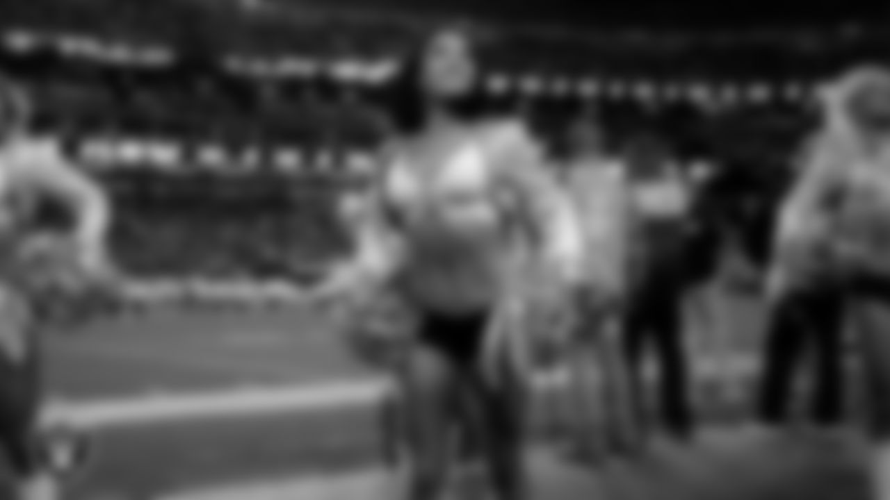 Raiderette Kylie performs on the sidelines during the regular season home game against the Kansas City Chiefs at Allegiant Stadium.