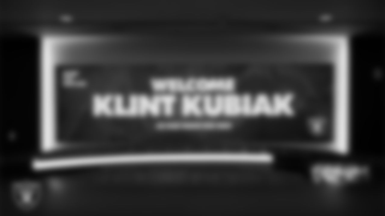 Signage welcoming Las Vegas Raiders Head Coach Klint Kubiak to Intermountain Health Performance Center.