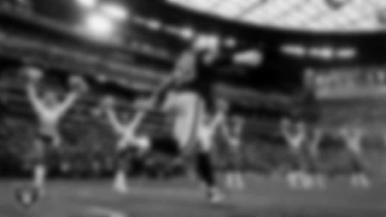 Las Vegas Raiders guard/center Jackson Powers-Johnson (58) is introduced onto the field before the regular season home game against the Jacksonville Jaguars at Allegiant Stadium.