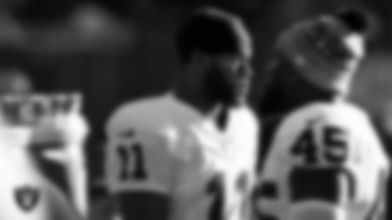 Las Vegas Raiders safety Jeremy Chinn (11) on the sidelines during the regular season away game against the Houston Texans at NRG Stadium.