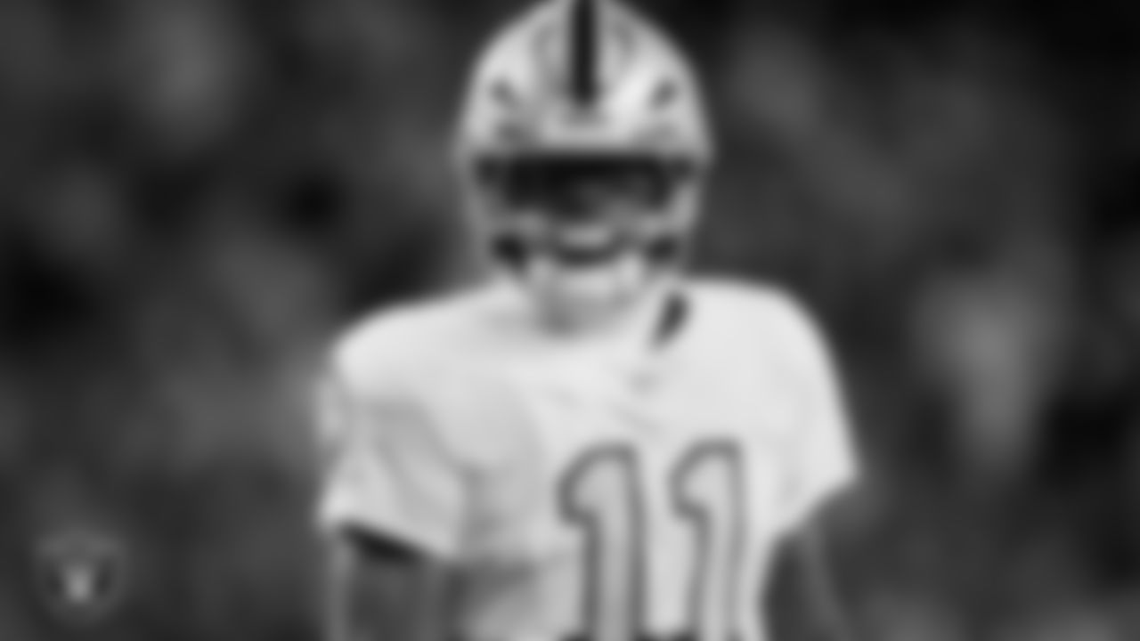 Las Vegas Raiders safety Jeremy Chinn (11) on the field during the regular season away game against the Denver Broncos at Empower Field at Mile High.