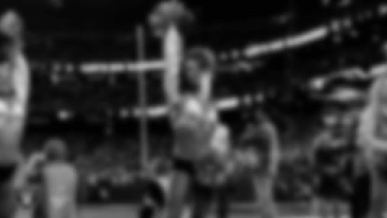 Raiderette Kylie on the sidelines during the regular season home game against the Dallas Cowboys at Allegiant Stadium.