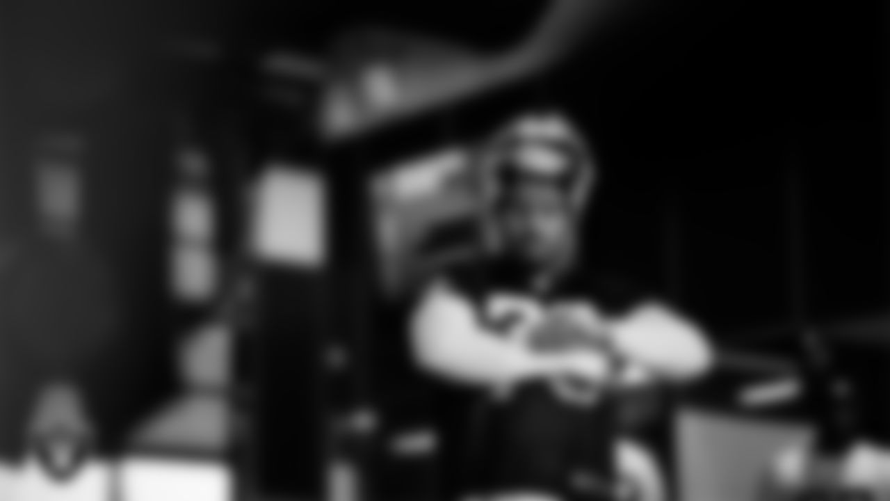 Las Vegas Raiders guard Caleb Rogers (76) in the weight room during practice at Intermountain Health Performance Center.