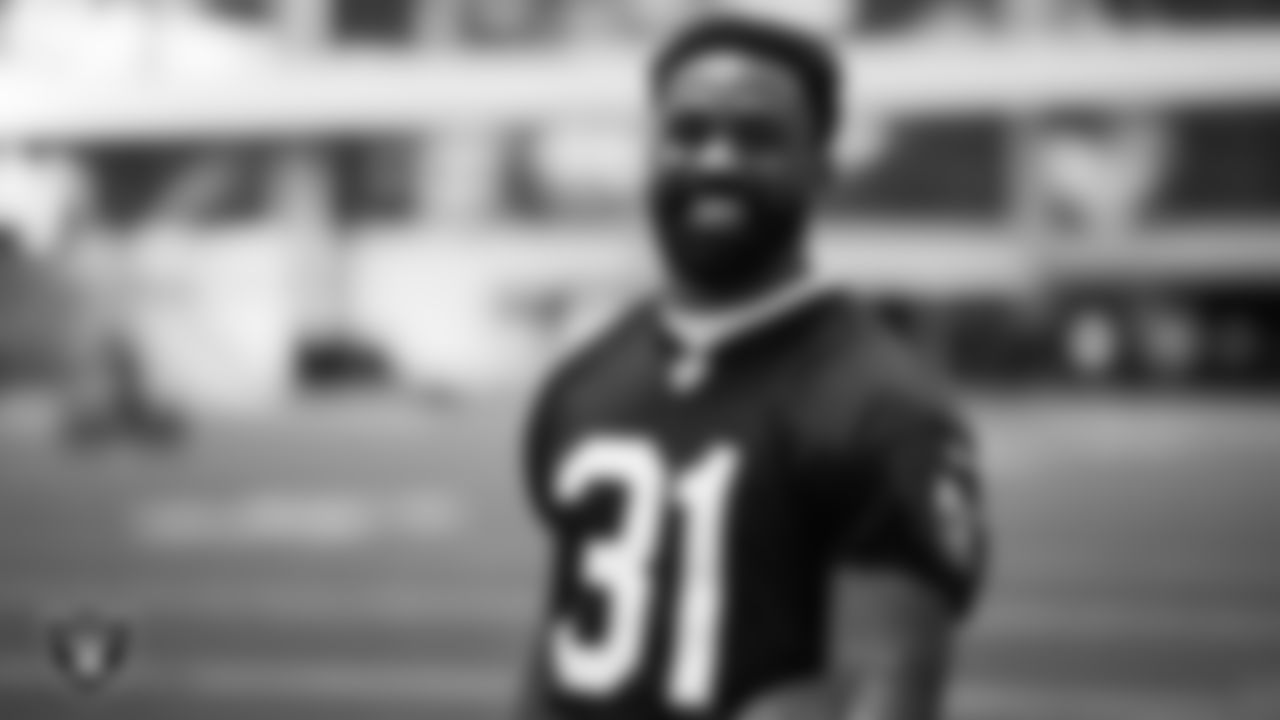 Las Vegas Raiders running back Raheem Mostert (31) during practice at Intermountain Health Performance Center.