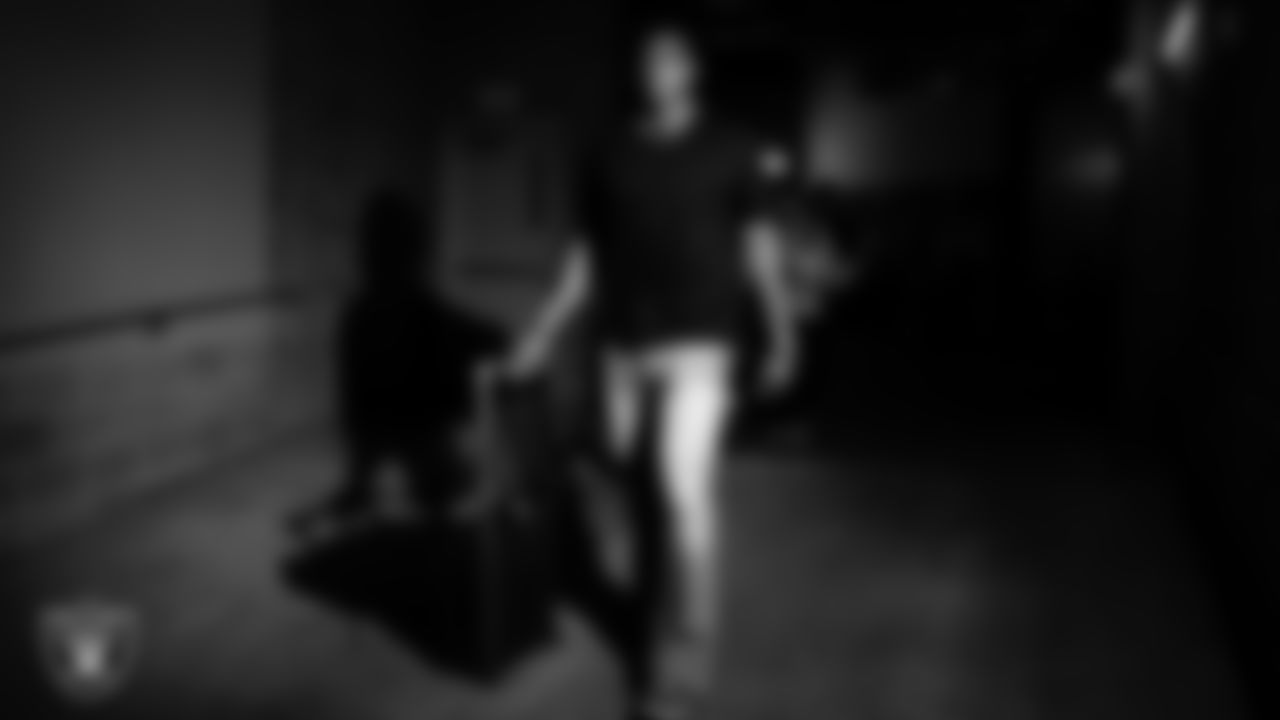 Las Vegas Raiders defensive end Tyree Wilson (9) arrives to the regular season away game against the Houston Texans at NRG Stadium.