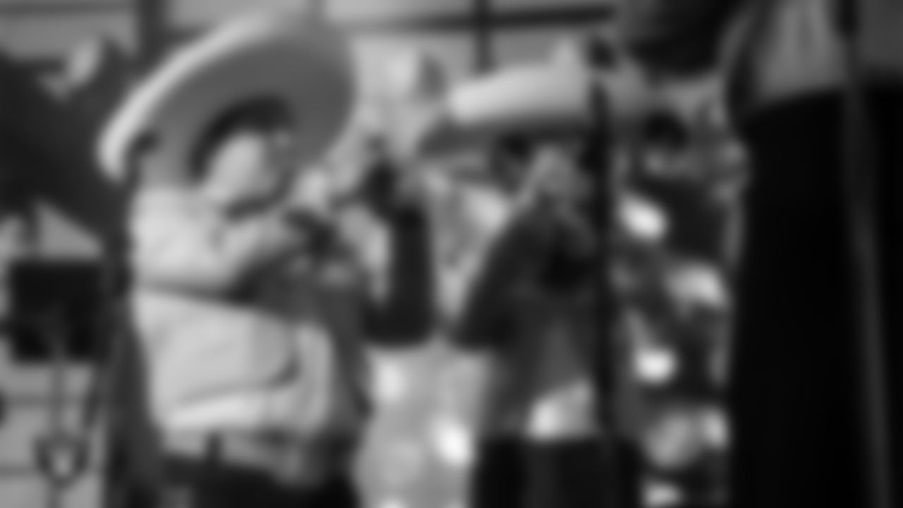 Mariachi Nuestras Raices performs before the regular season home game against the Los Angeles Chargers at Allegiant Stadium.